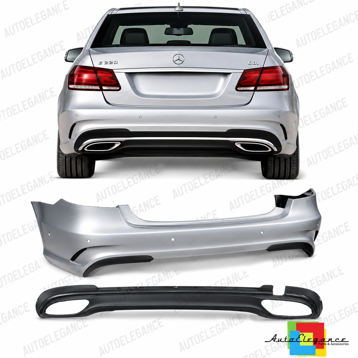 💕PARAURTI POSTERIORE MERCEDES CLASSE E W212 13-16 LOOK AMG PDC💕