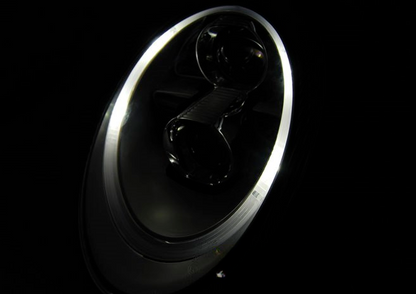 💕 Fari Anteriori Adatti per Porsche 911 997 04-09 Xenon LED Tube Light Neri 💕