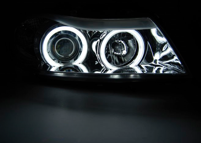 💫ART.6488 LPBMH6 FARI OCCHI D'ANGELO CCFL CHROME per BMW E90/E91 2005-2008💫
