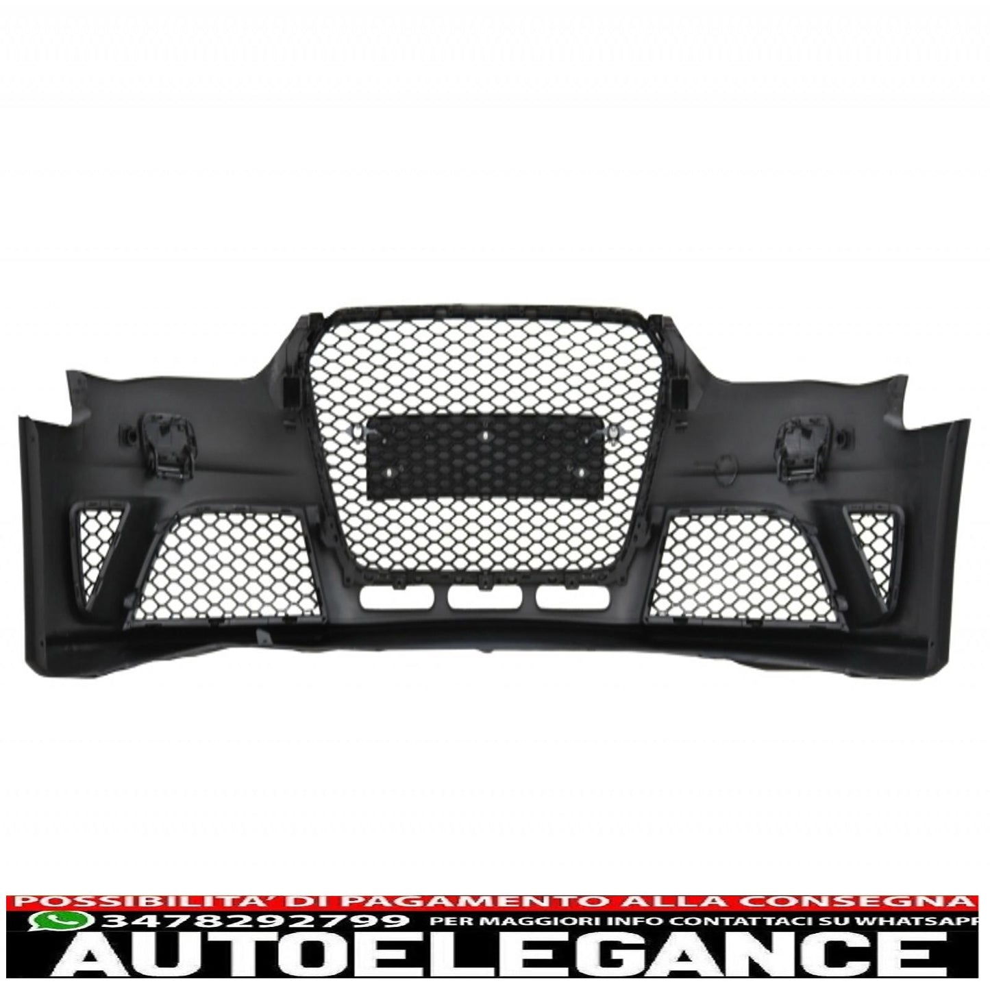 paraurti anteriore adatto per audi a4 b8 facelift (2012-2015) con paraurti posteriore, mantovana, diffusore d'aria e terminali di scarico, terminali di scarico, design RS4