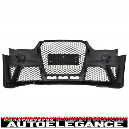 paraurti anteriore adatto per audi a4 b8 facelift (2012-2015) con paraurti posteriore, mantovana, diffusore d'aria e terminali di scarico, terminali di scarico, design RS4