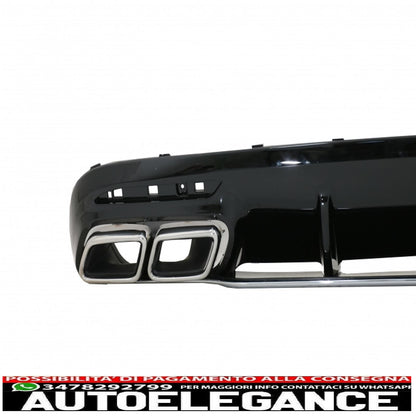 Rear Bumper Air Diffuser with Chrome Muffler Tips Fit for Mercedes S-Class C217 Coupe (2014-2020) S63 Facelift Design