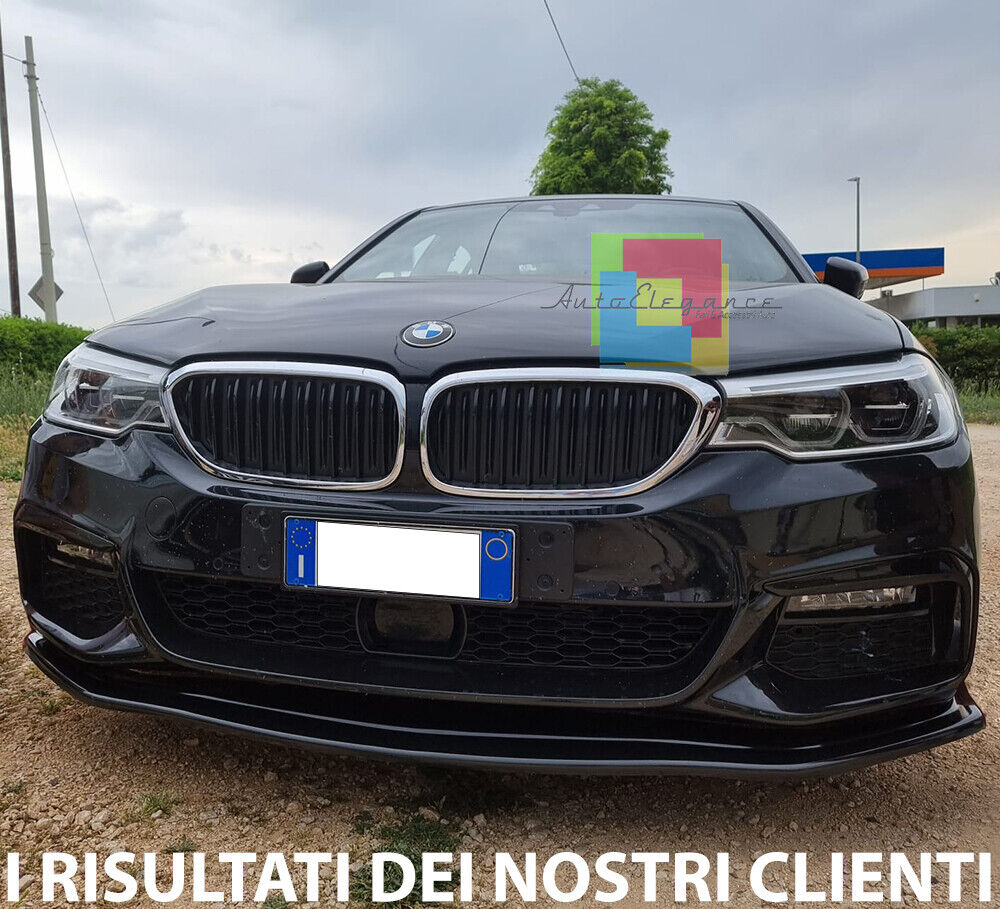 BMW SERIE 5 G30 G31 M SPLITTER PARAURTI ANTERIORE NERO LUCIDO ABS LAMA 0321 AUTOELEGANCERICAMBI