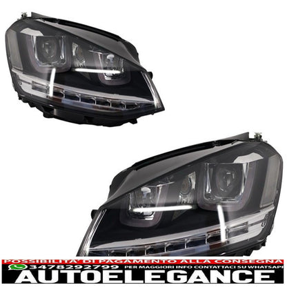 paraurti anteriore adatto per vw golf vii 7 2013-2017 rline look con fari 3d led drl luci di svolta argento