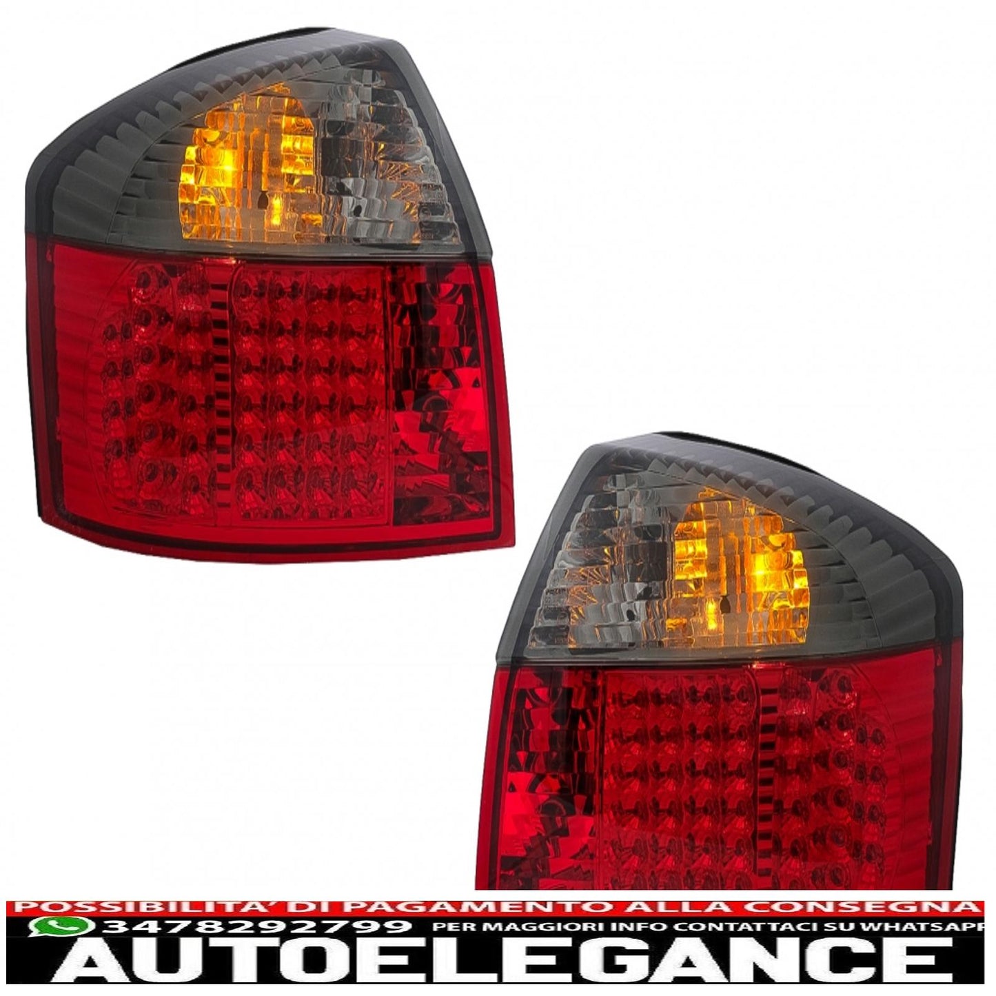 led rear lights suitable for audi a4 b6 8e sedan (10.2000-10.2004) smoke red