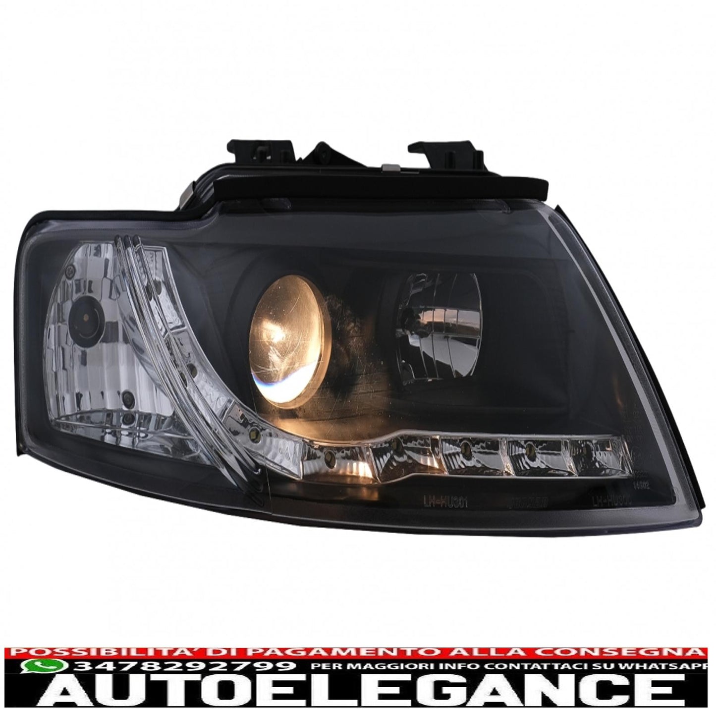 fari anteriori drl led adatti per audi a4 cabriolet b6 8h7 8he (2002-2006) neri
