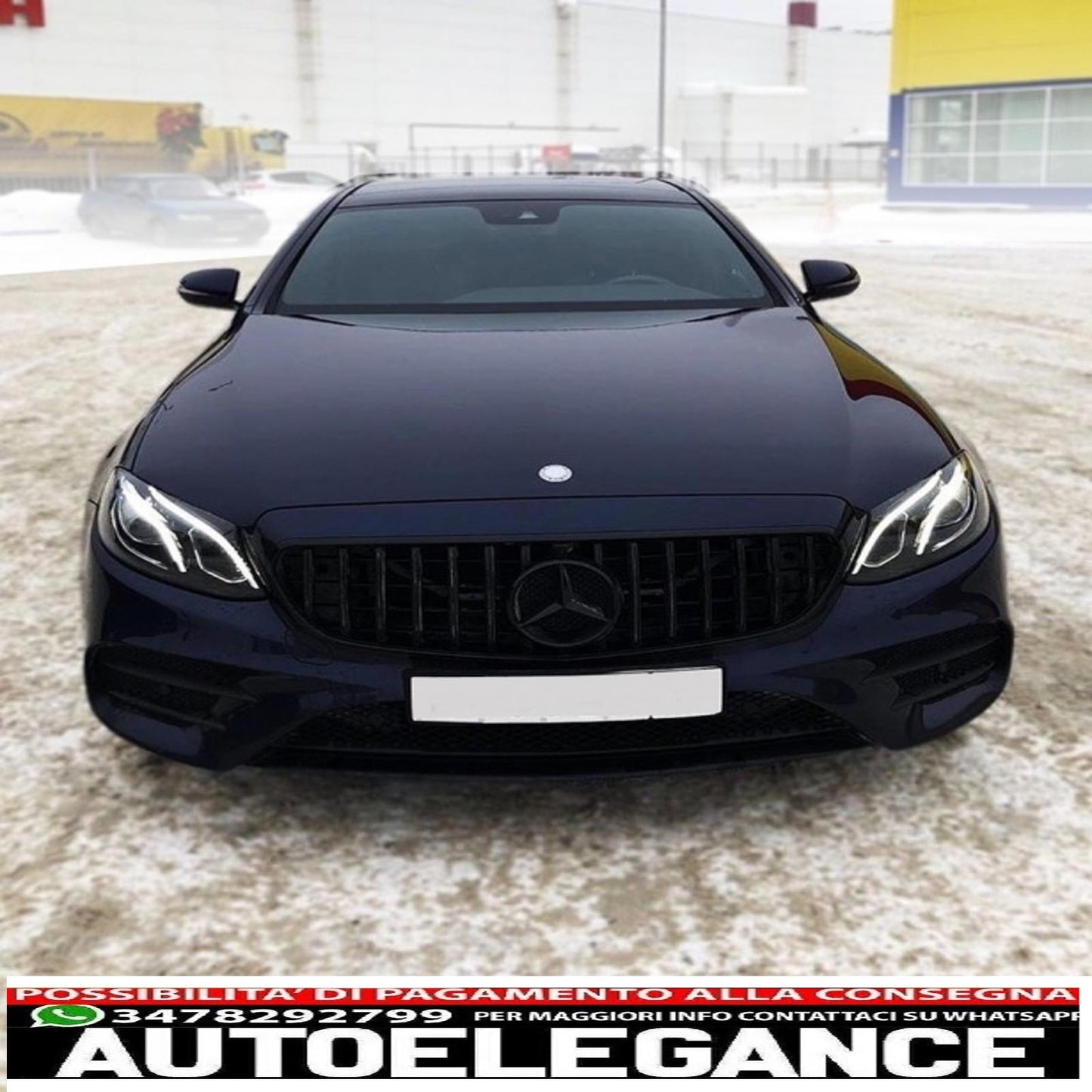 central grille suitable for mercedes e class w212 s212 facelift (2013-2016) gt-r design panamericana full piano black