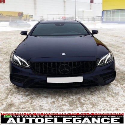 central grille suitable for mercedes e class w212 s212 facelift (2013-2016) gt-r design panamericana full piano black
