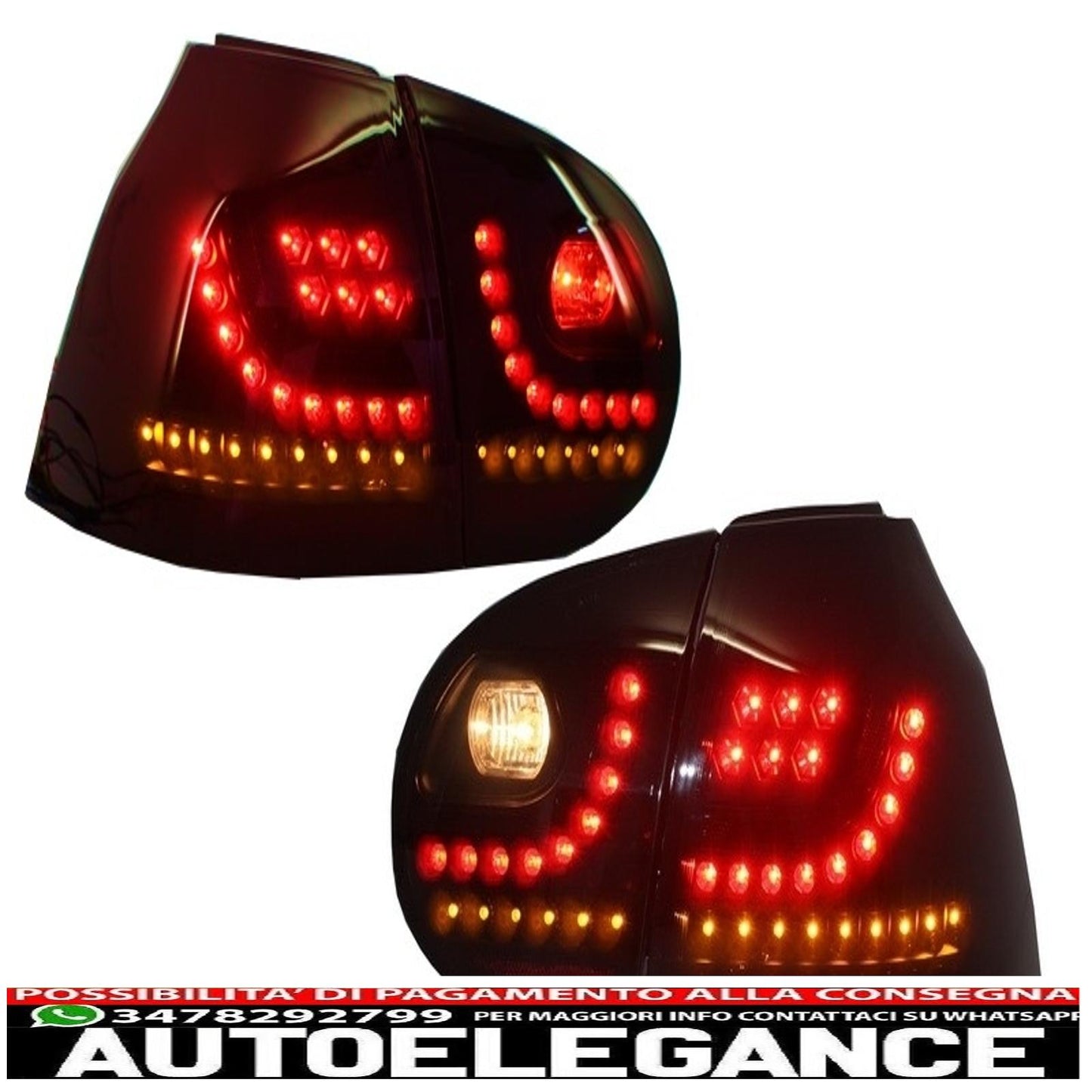 led rear lights suitable for vw golf v 5 left hand drive (2004-2009) smoked black look extreme urban style
