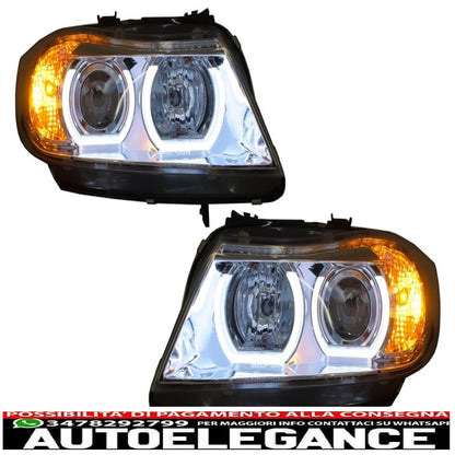 3d led angel eye headlights suitable for bmw e90 e91 (03.2005-08.2008) u-type chrome hidden 