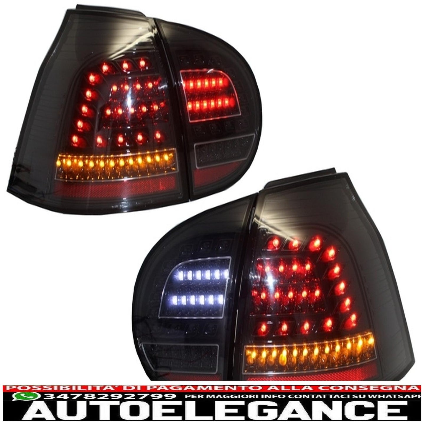 full led rear lights suitable for vw golf v 5 left hand drive (2004-2009) black urban style