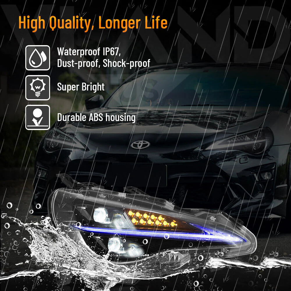 Fari a LED per Scion FR-S 2013-2016, Toyota 86 2017-2020, Subaru BRZ 2013-2020, dinamici fumé con animazione di avvio