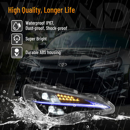 Fari a LED per Scion FR-S 2013-2016, Toyota 86 2017-2020, Subaru BRZ 2013-2020, dinamici fumé con animazione di avvio