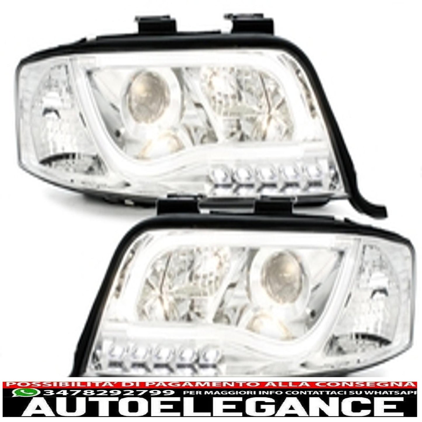 headlights suitable for audi a6 4b restyling 01-04 chrome 