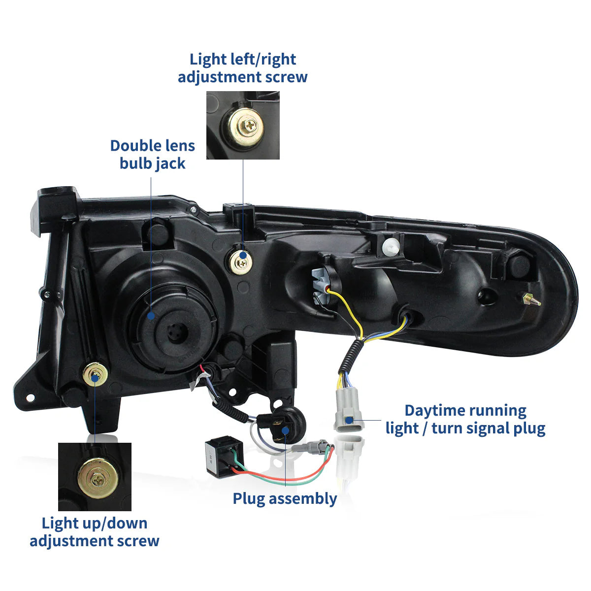 LED Headlights + 2x D2H Xenon Bulbs Suitable for Toyota FJ Cruiser 1st Generation 2007-2015 