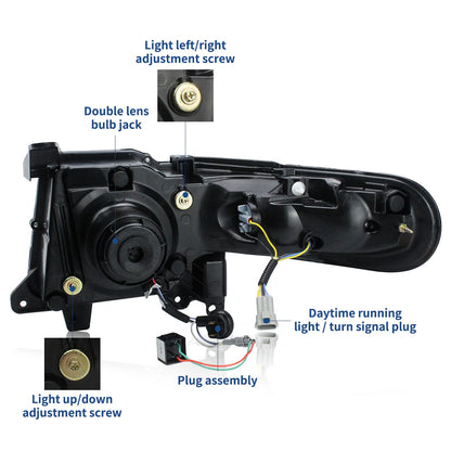 LED Headlights + 2x D2H Xenon Bulbs Suitable for Toyota FJ Cruiser 1st Generation 2007-2015 
