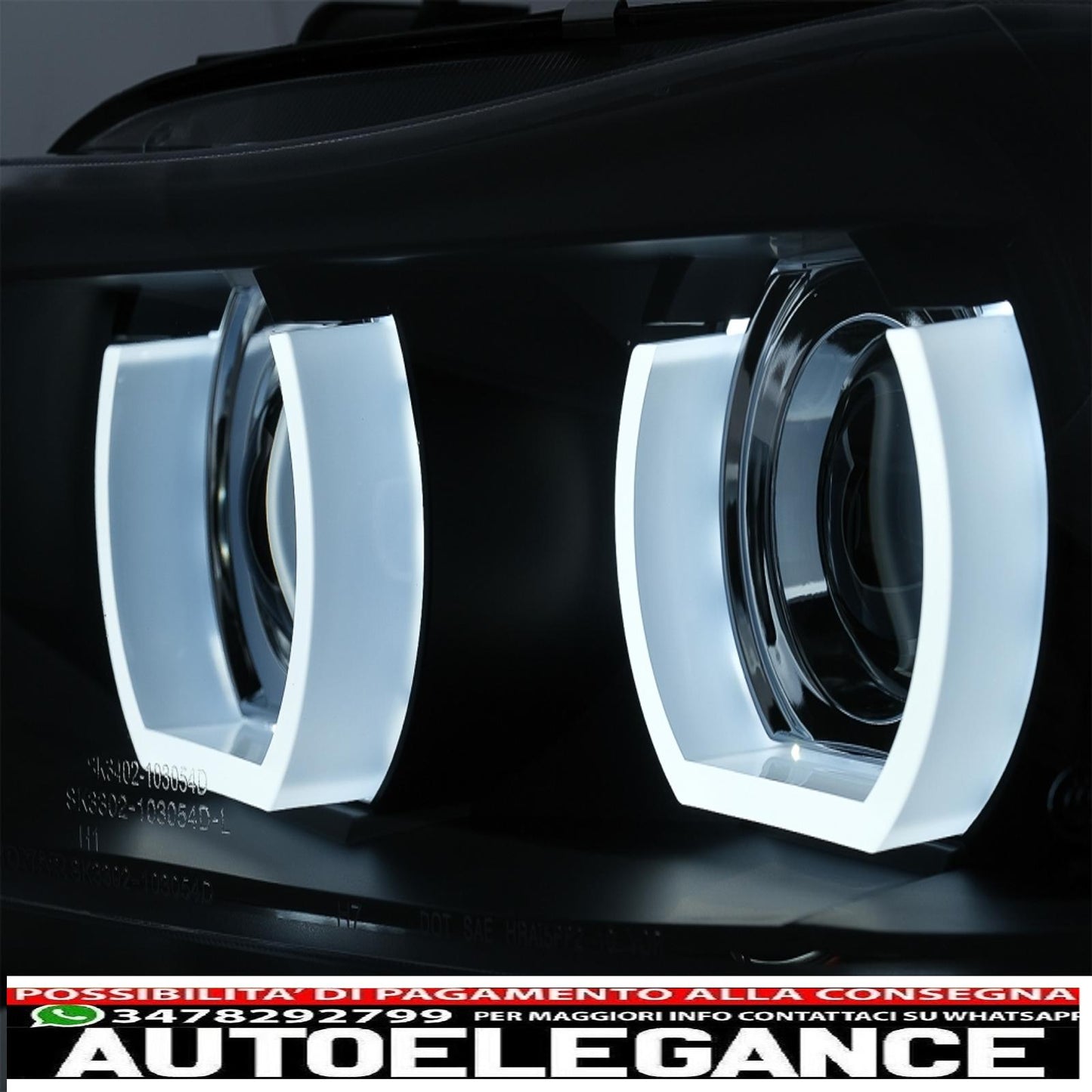 3D Xenon headlights angel eye led drl suitable for bmw 3 series e90 e91 lci with afs (2008-2011) black 