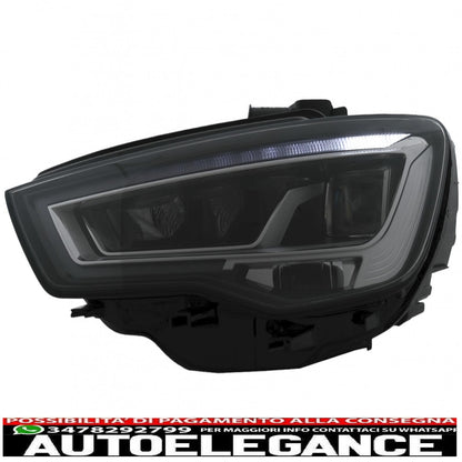 full led headlights suitable for audi a3 8v pre-facelift (2013-2016) xenon upgrade with sequential dynamic cornering lights