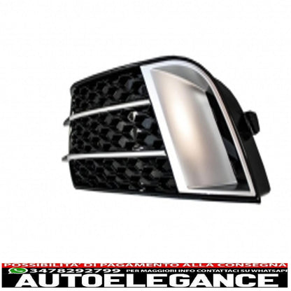 griglie laterali coperture fendinebbia adatte per audi a1 8x (2010-2015) rs1 design nero con inserti in alluminio spazzolato