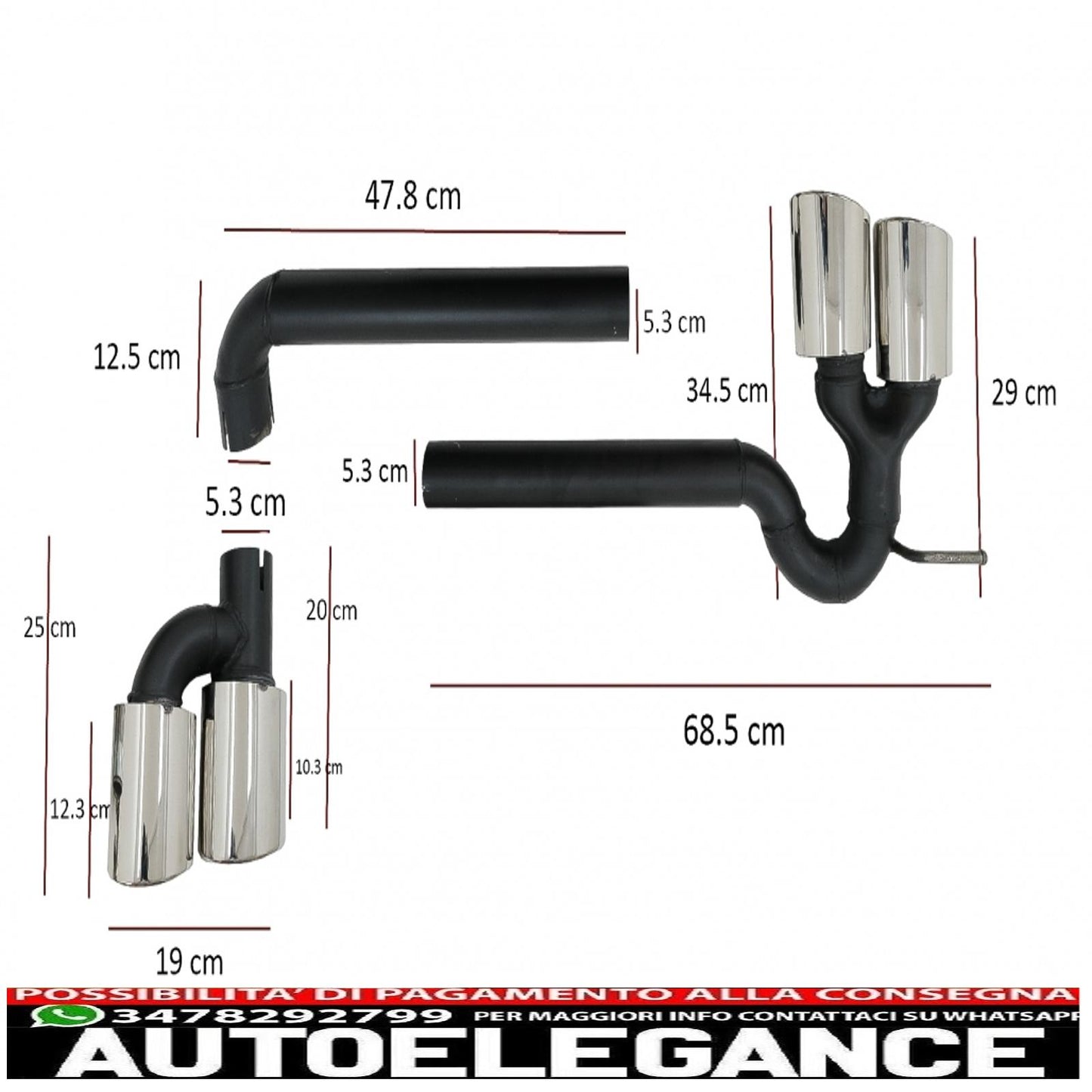 exhaust system suitable for audi a3 8v sedan cabrio (2012-2019) sport design 