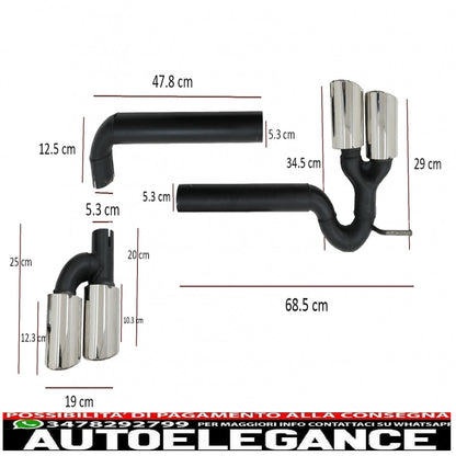 exhaust system suitable for audi a3 8v sedan cabrio (2012-2019) sport design 