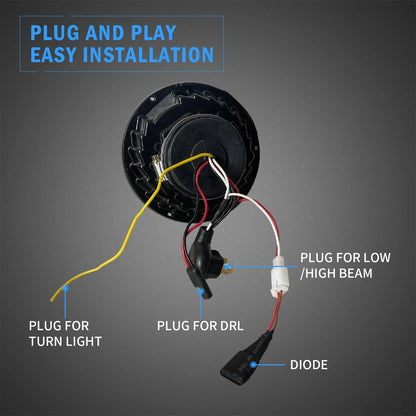 Fari per proiettori a LED da 7 pollici per Jeep Wrangler 2007-2017 (DRL integrato con indicatori di direzione)