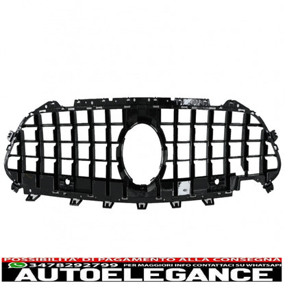 central grille suitable for mercedes cls class c257 (2018-up) panamericana gtr design black - chrome pdc / camera