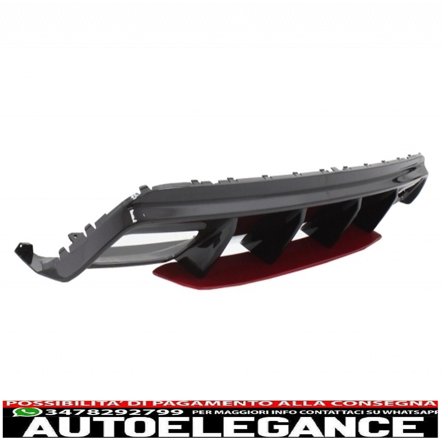 Diffusore mantovana per paraurti posteriore con terminali di scarico cromati, adatto per Mercedes W176 Classe A (2012-2018) A45 Facelift Design Red Edition