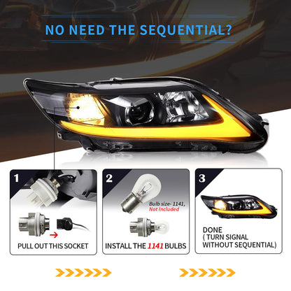 Fari LED sequenziali per Toyota Camry 2010-2011 ABS, PMMA, VETRO Materiale YAA-K