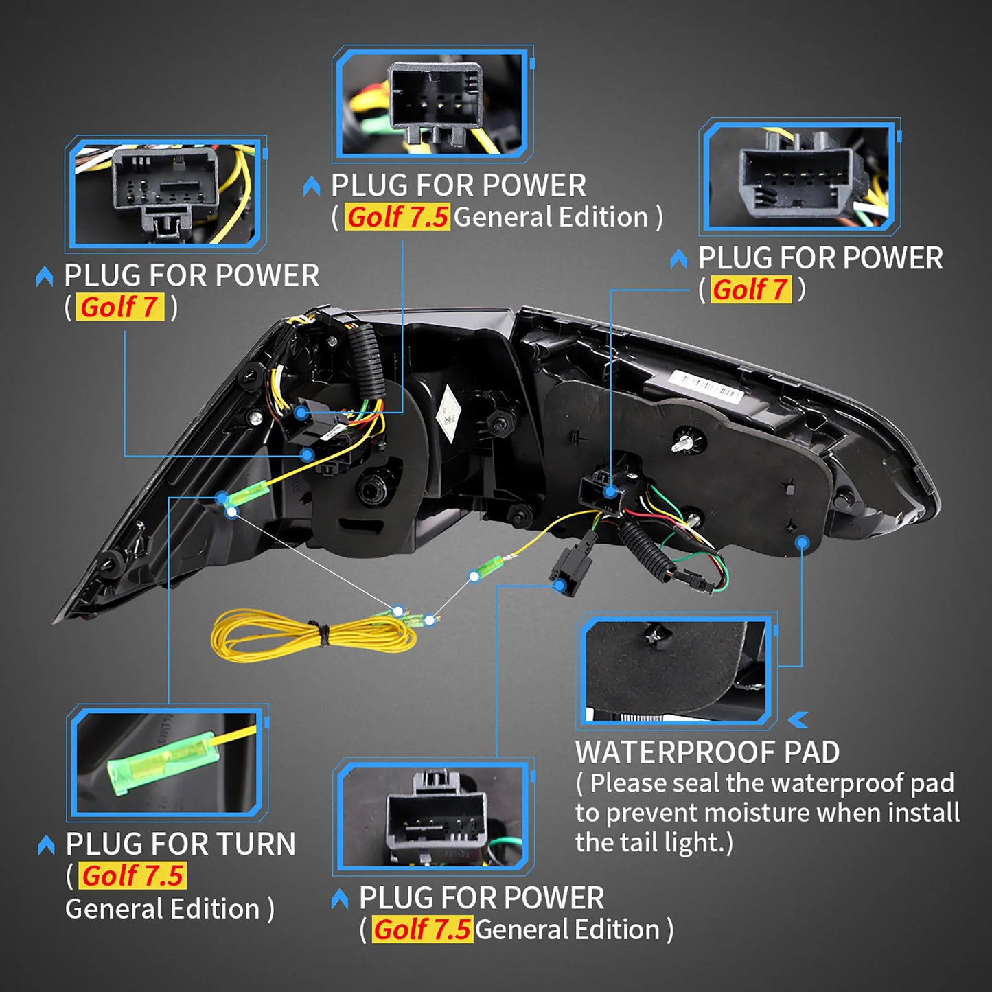 Fanali posteriori a LED per Volkswagen Golf 7 MK7 MK7.5 2013-2019 (non adatti per Golf GTI 7.5 | Golf R | Wagon | Modelli alogeni)