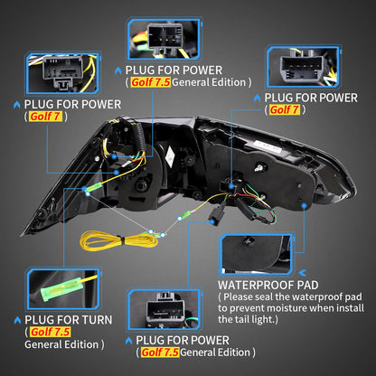 Fanali posteriori a LED per Volkswagen Golf 7 MK7 MK7.5 2013-2019 (non adatti per Golf GTI 7.5 | Golf R | Wagon | Modelli alogeni)