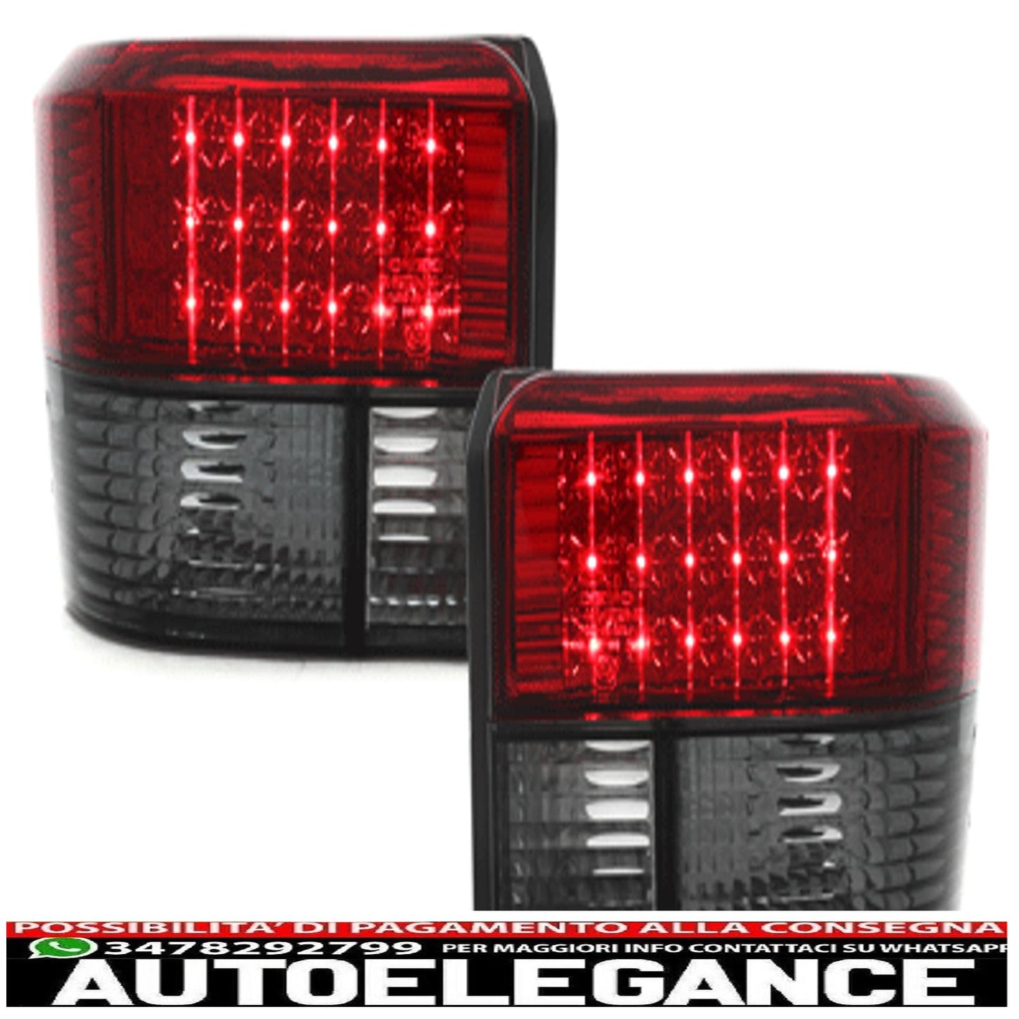 led rear lights suitable for vw t4 (1990-2003) smoke red