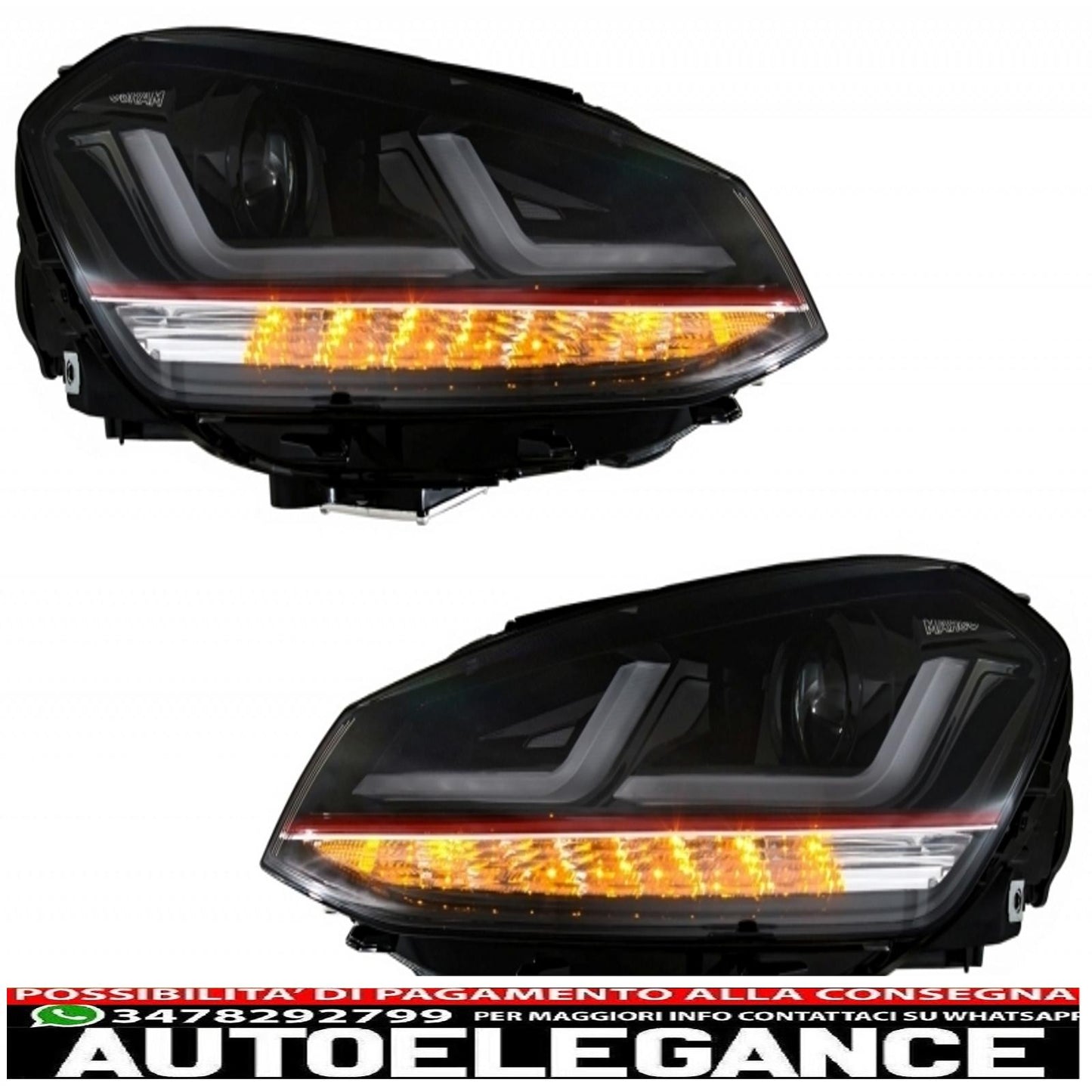 Fari osram full led con indicatori dinamici a specchio adatti per vw golf 7 vii (2012-2017) red gti upgrade xenon e alogena