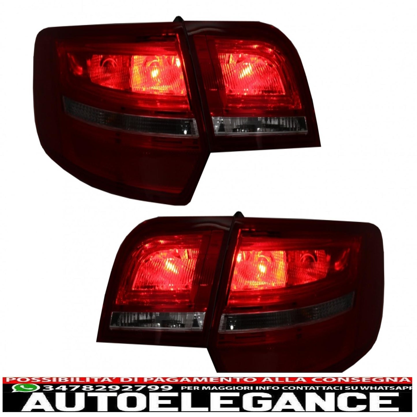 LED rear lights suitable for audi a3 8pa sportback (2004-2008) red/clear