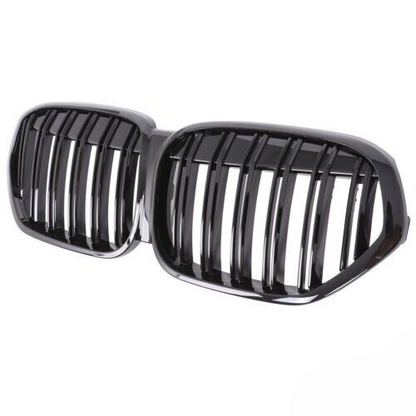GRIGLIA ADATTA PER BMW X1 F48 2019-2022 DOPPIA FASCIA LOOK NERO LUCIDA