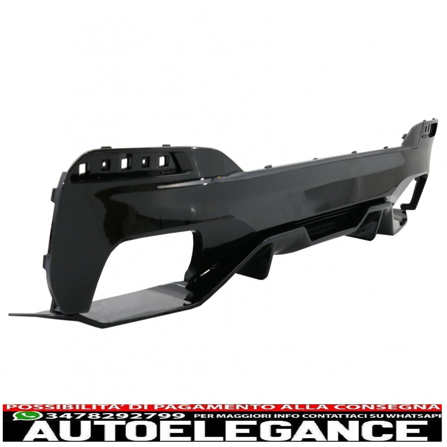 diffusore con terminali di scarico e spoiler anteriore, labbro e spoiler per bagagliaio, adatto per BMW Serie 5 G30 Limousine (2017-up) 540 m, look performante, nero pianoforte.
