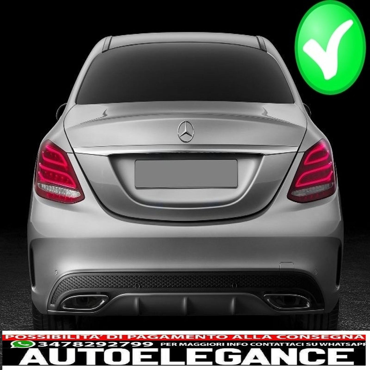 Copri terminali marmitta neri adatti per mercedes classe c w205 s65 e65 gle w166 x166 glc w253 design sportivo AUTOELEGANCERICAMBI