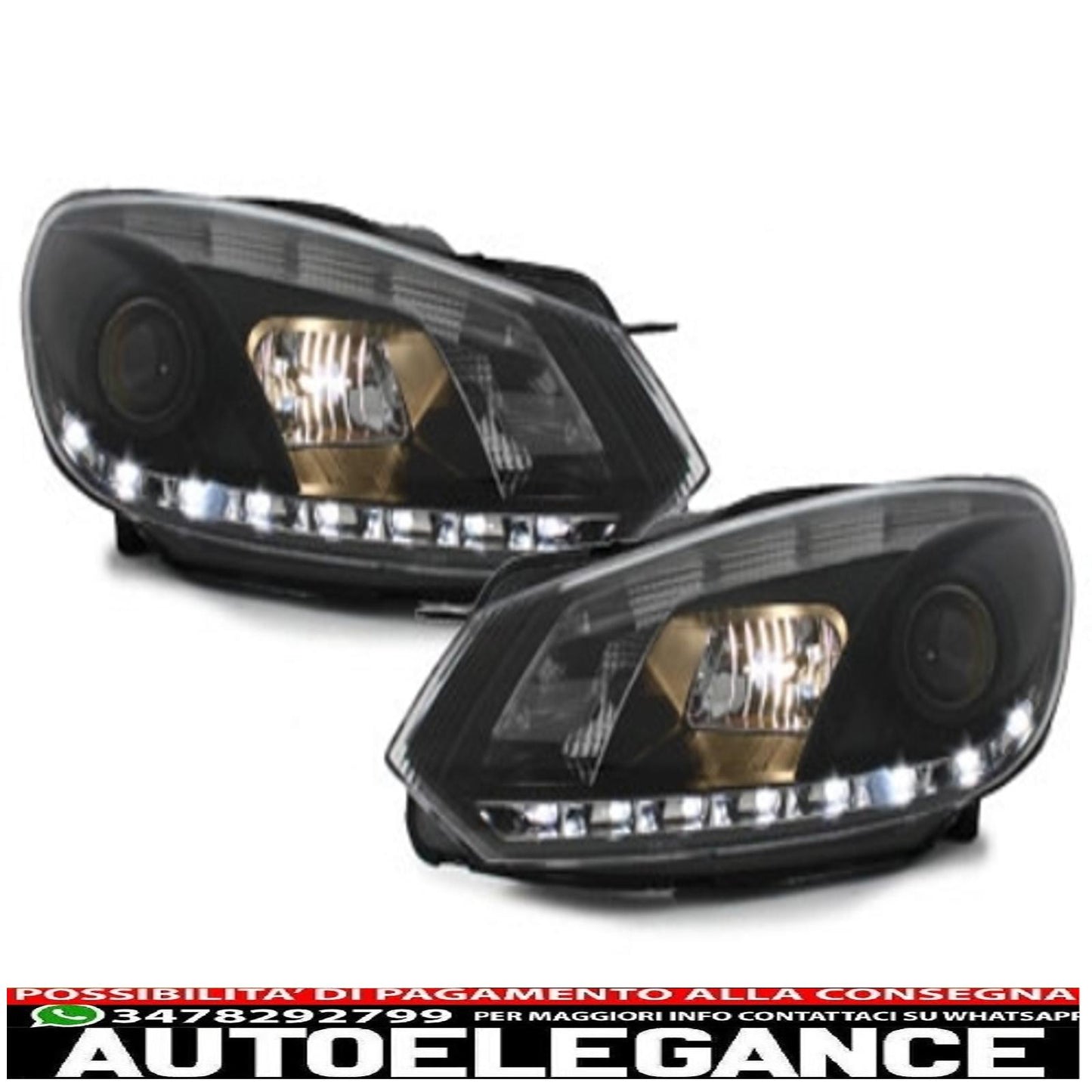 headlights suitable for vw golf 6 (10.2008-2012) tru drl daytime black 