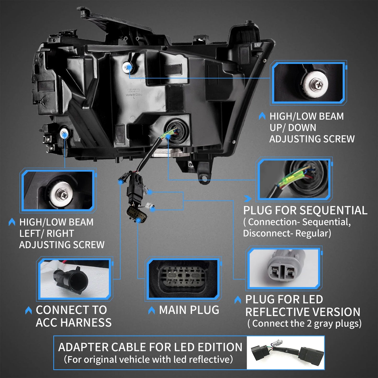 Proiettore Matrix e fari Full LED per Dodge Ram 2019-UP (proiettore Matrix e stili Full LED da scegliere)