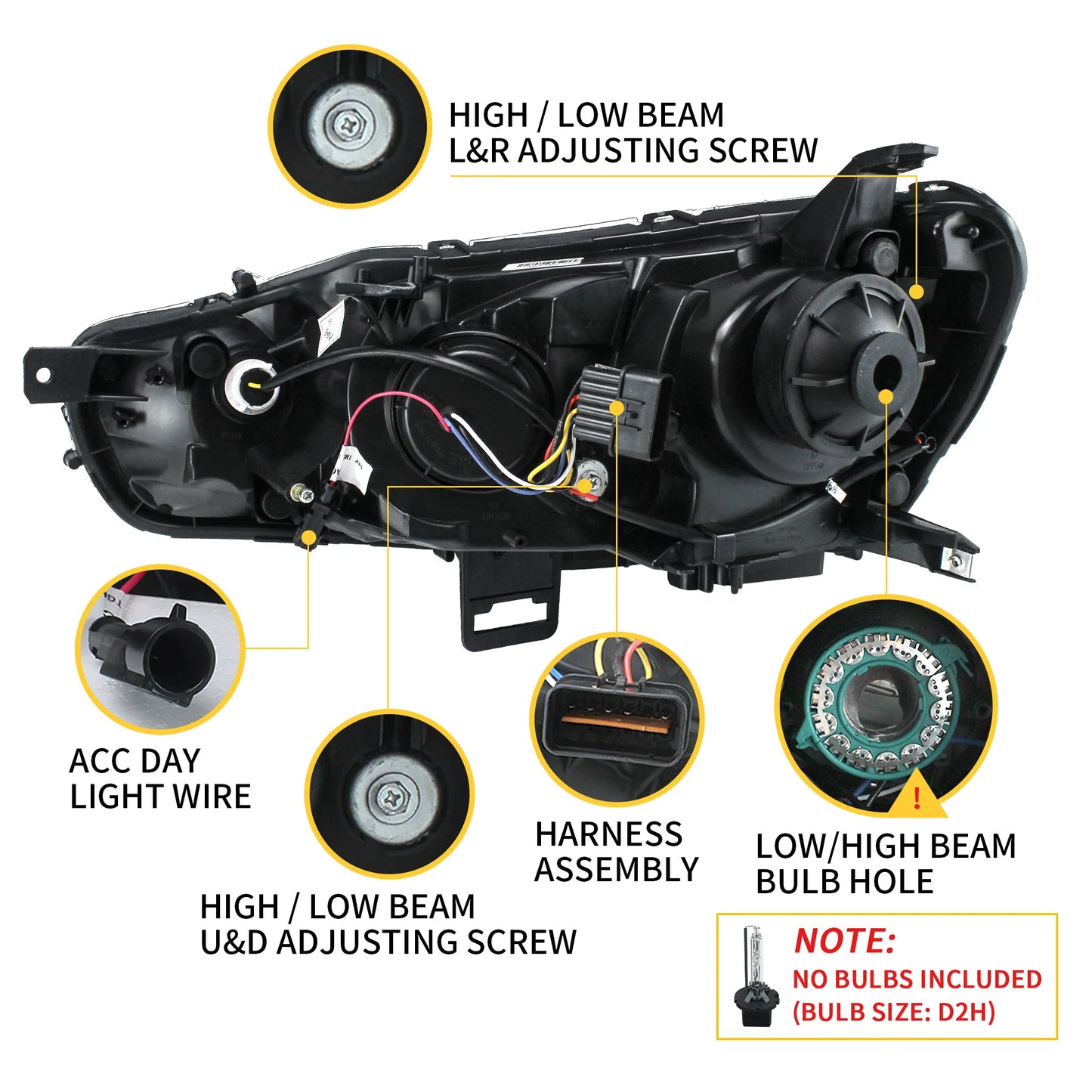 Fari e fanali posteriori per proiettori a doppio raggio per Mitsubishi Lancer EVO X 2008-2018