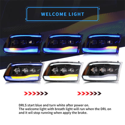 Fari per proiettori a LED per Dodge Ram 1500/2500/3500 2009-2018/Ram 1500 Classic 2019-2021