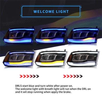 Fari per proiettori a LED per Dodge Ram 1500/2500/3500 2009-2018/Ram 1500 Classic 2019-2021