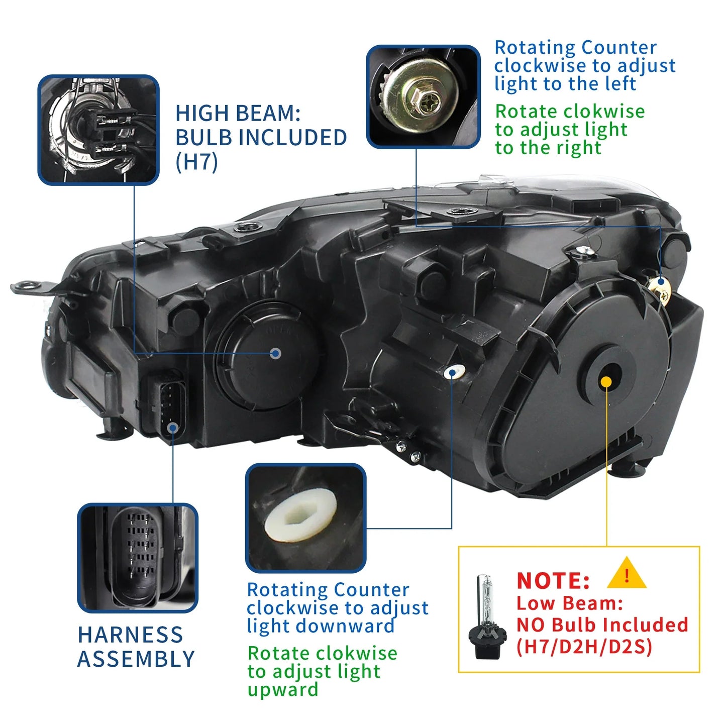 Fari a LED per Volkswagen Golf Mk6 2010-2014 con Demon Eyes (NON ADATTA PER I MODELLI GIT e GTR)