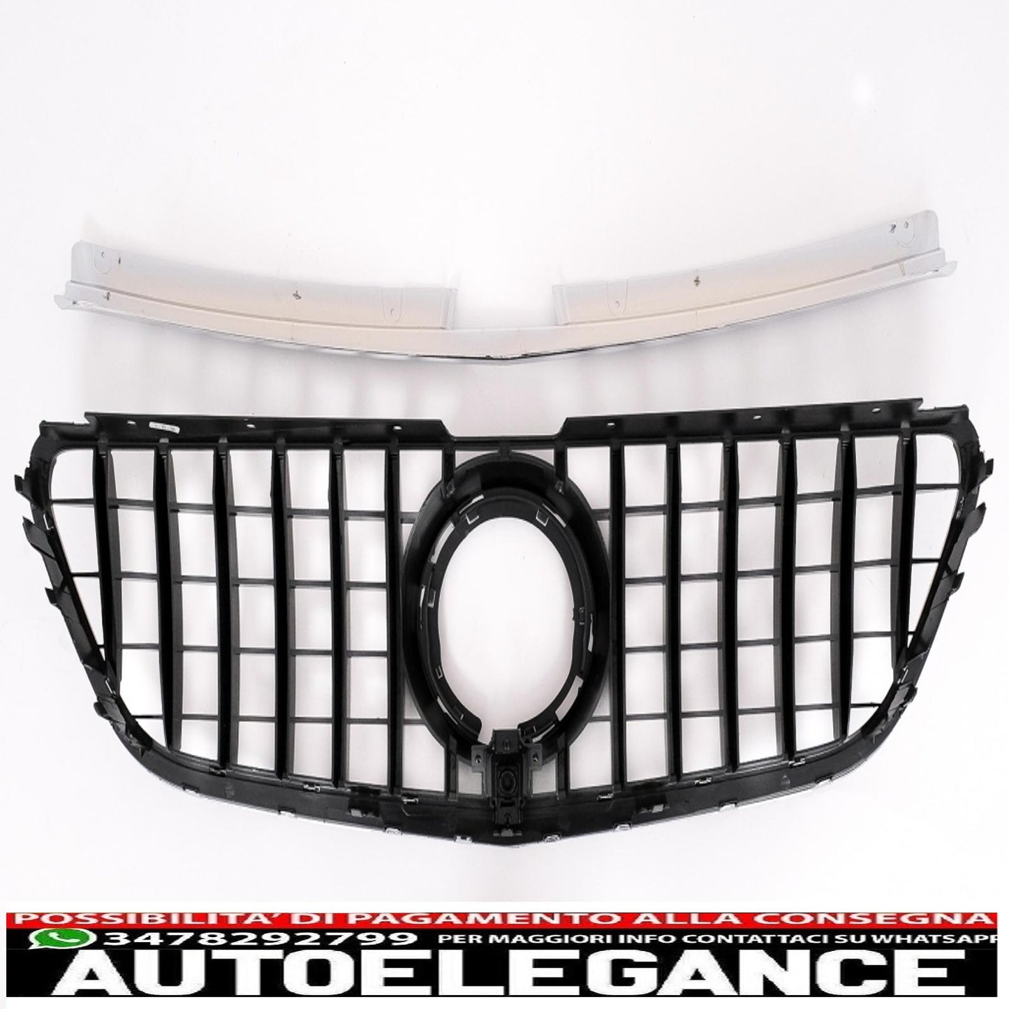 central grille suitable for mercedes vito (w447) (2020 onwards) gtr design panamericana black chrome 