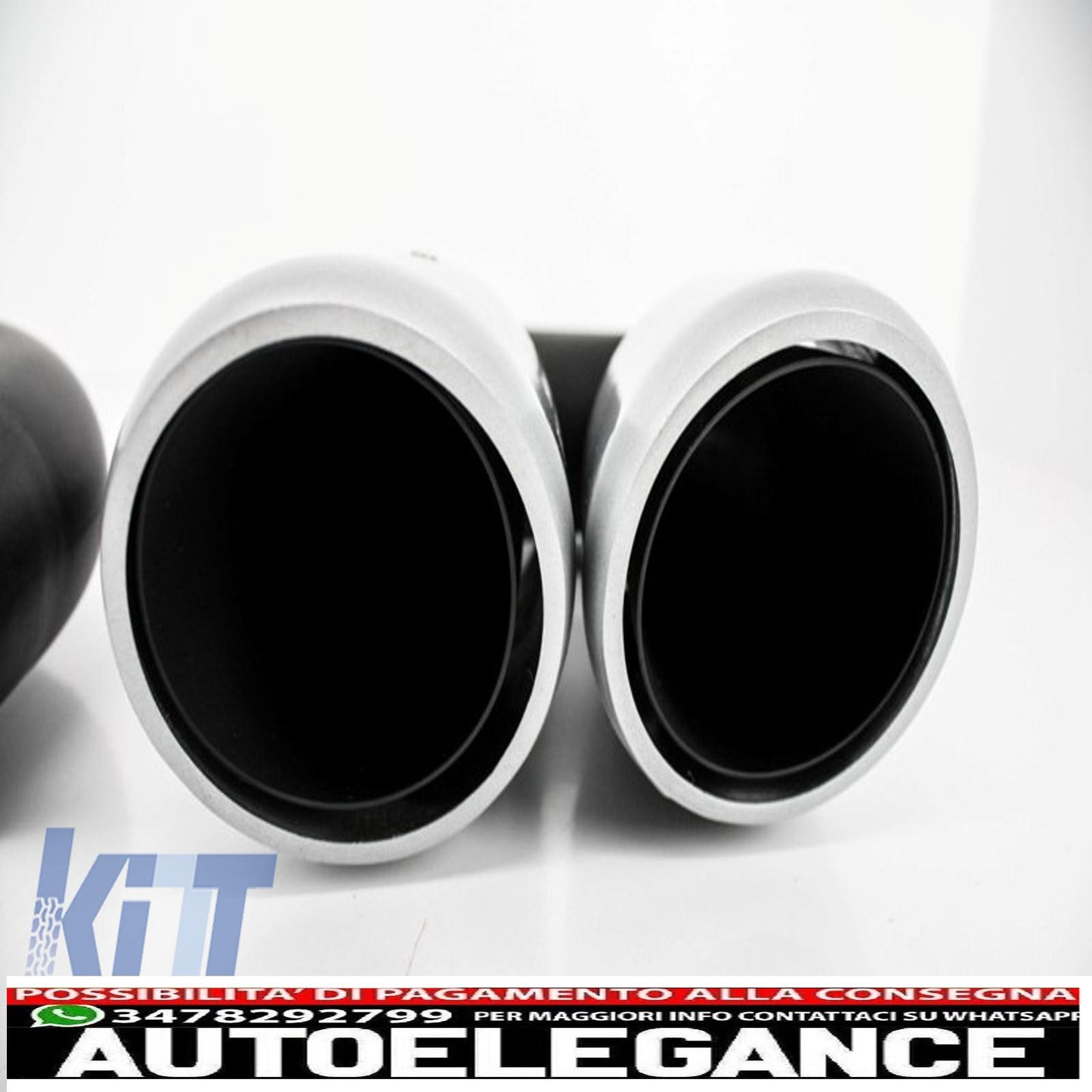 Exhaust tips suitable for porsche cayenne 92a v6 v8 petrol (05.2010-09.2014) gts design silver 