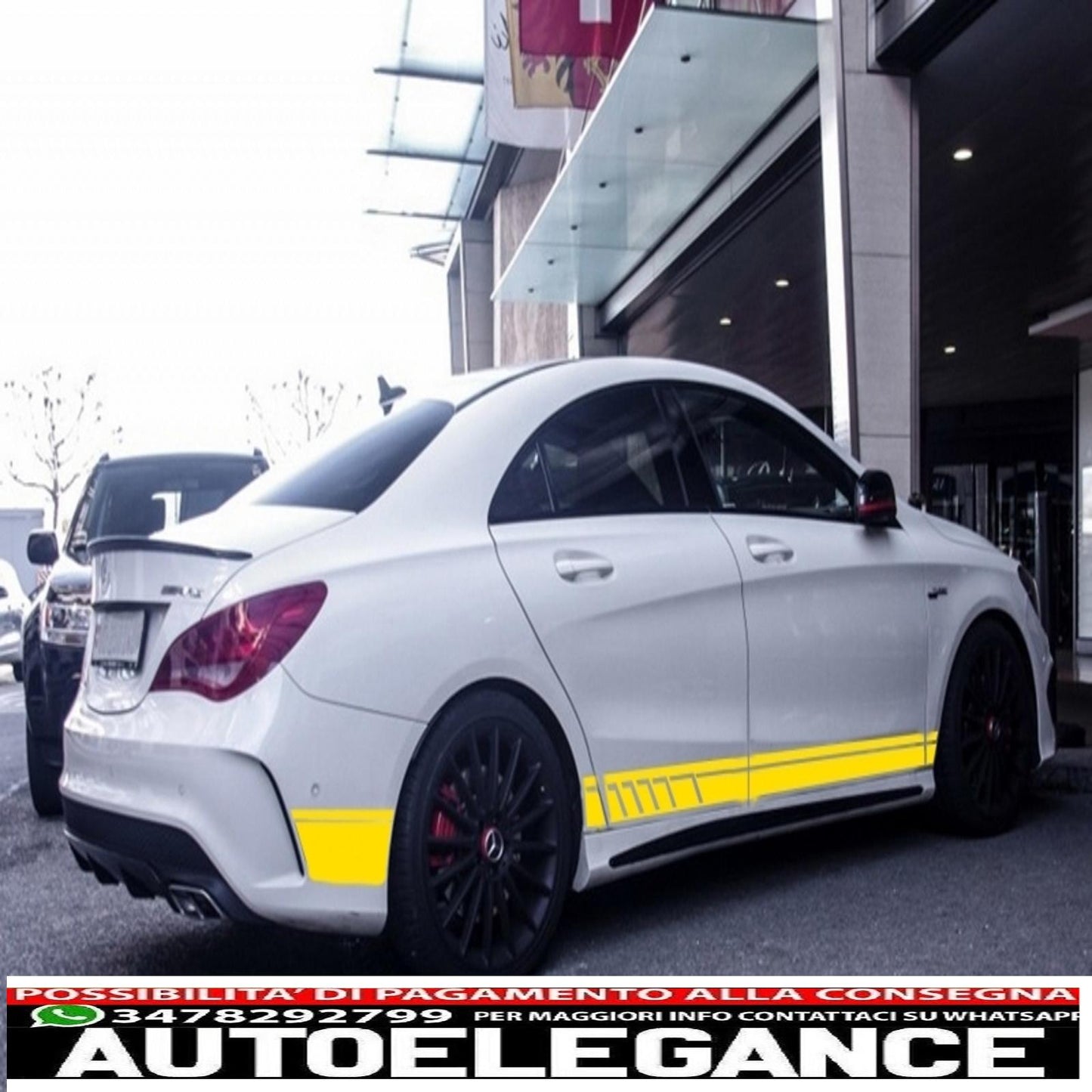 side decals matt yellow vinyl sticker suitable for mercedes cla w117 c117 x117 (2013-2016) a class w176 (2012-up) 45 design edition 1