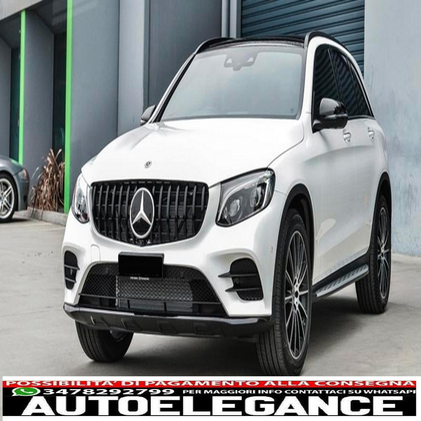 griglia anteriore centrale adatta per mercedes glc x253 c253 (2015-2018) gt r panamericana design tutto nero