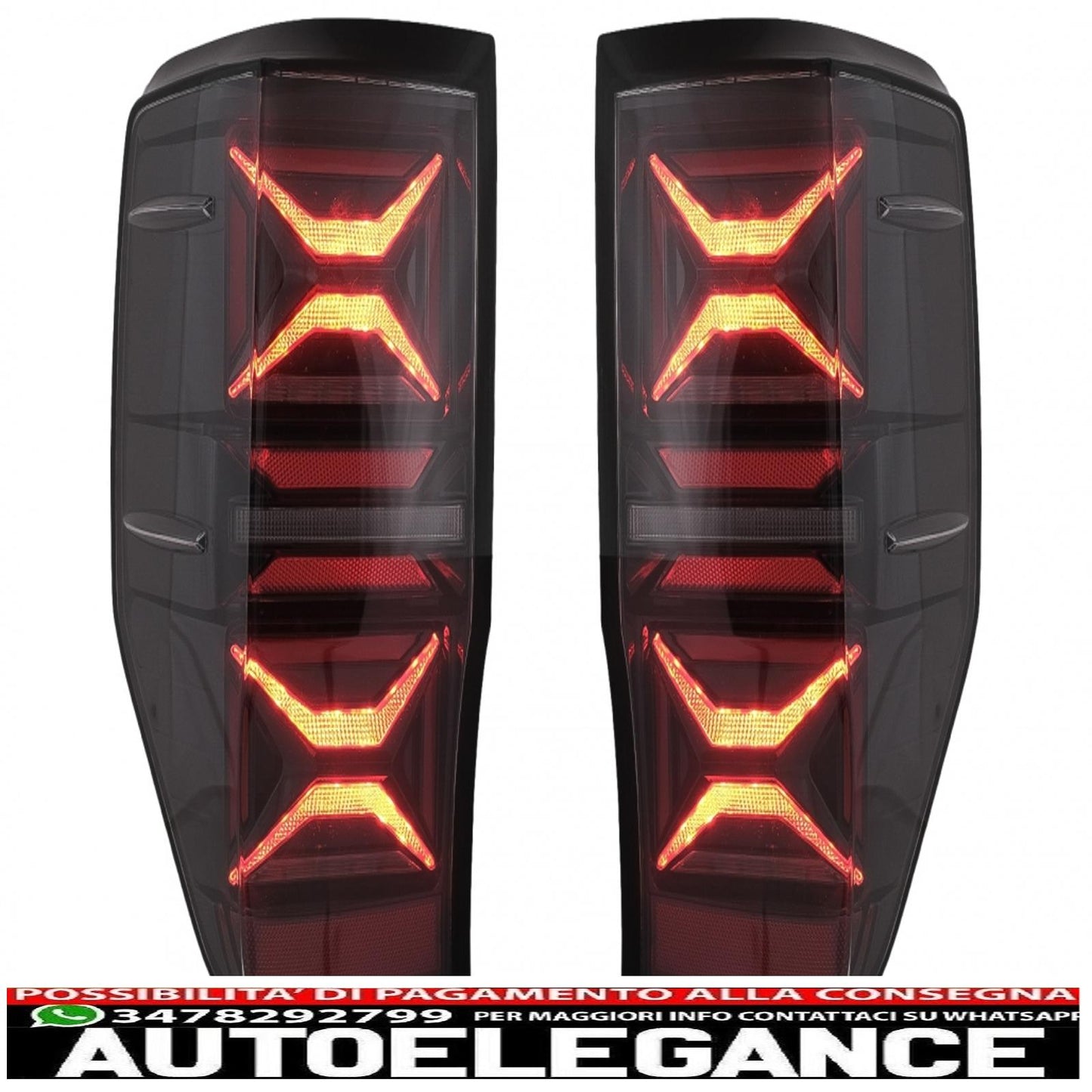 LED rear lights suitable for Ford Ranger (2012-2018) smoked with dynamic sequential direction indicators