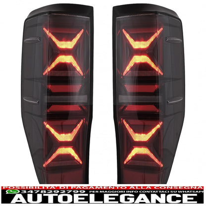LED rear lights suitable for Ford Ranger (2012-2018) smoked with dynamic sequential direction indicators