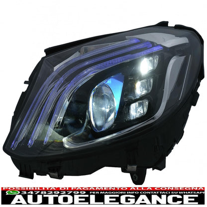fari anteriori full led adatti per mercedes classe c w205 s205 (2014-2020) design w222 con guida a sinistra